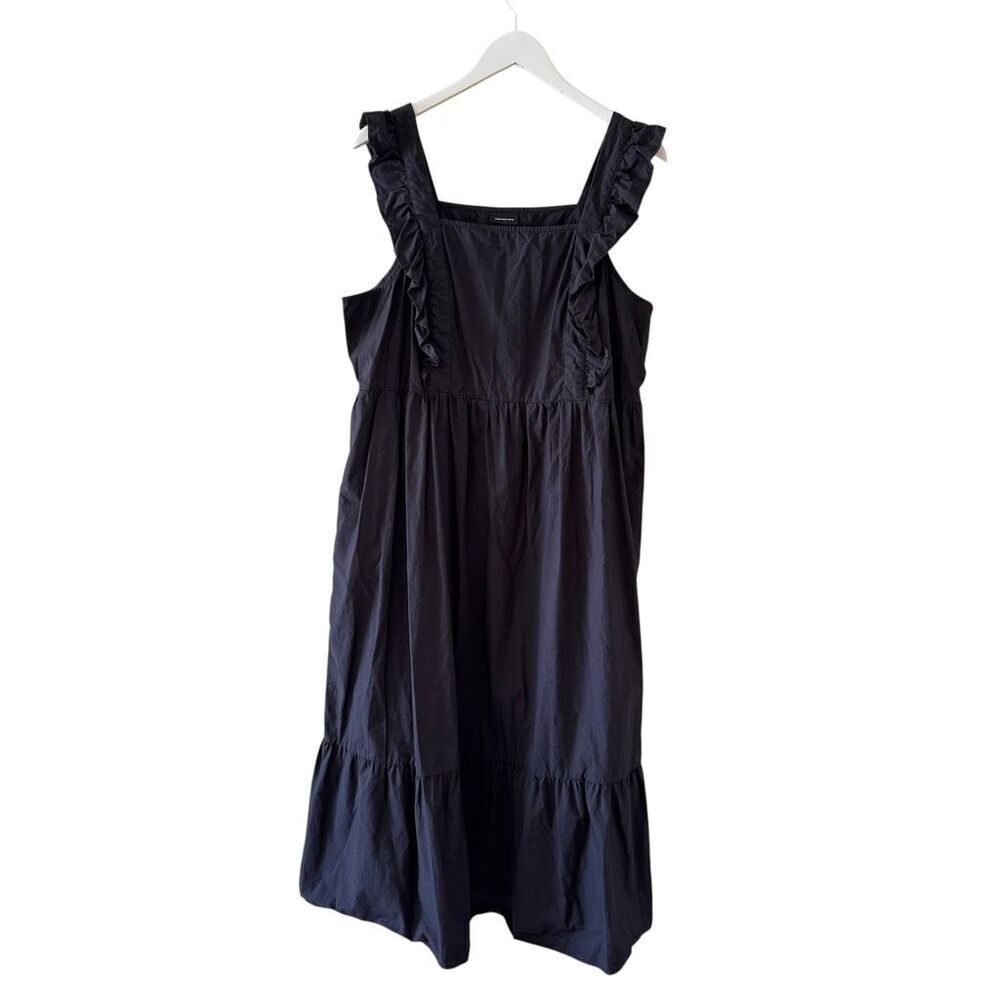 Who What Wear Boho Cotton Sleeveless Ruffle Dress Black Maxi Sz XXL #2470